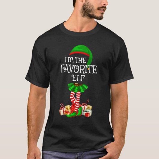 T-shirt Matching Family Group I'm The Favorite Elf Christm (Devant)