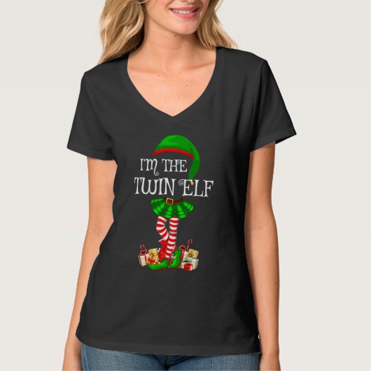 T-shirt Matching Family Group I'm The Twin Elf Christmas (Devant)