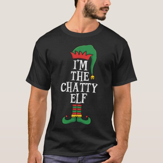 T-shirt Matching Family I'm The Chatty Elf Funny Christmas (Devant)