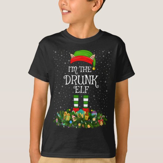 T-shirt Matching Family I'm The Drunk Elf Christmas (Devant)