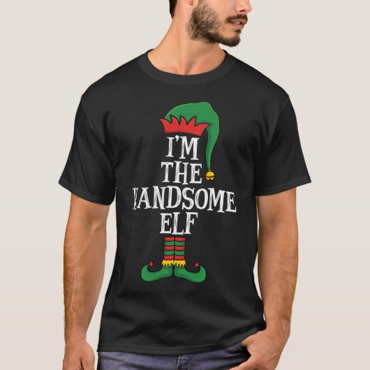 T-shirt Matching Family I'm The Handsome Elf Funny Christm (Devant)