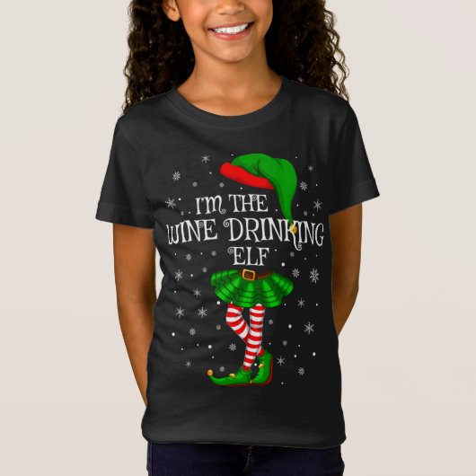 T-Shirt Matching Family I'm The Wine Drinking Elf Christma (Devant)
