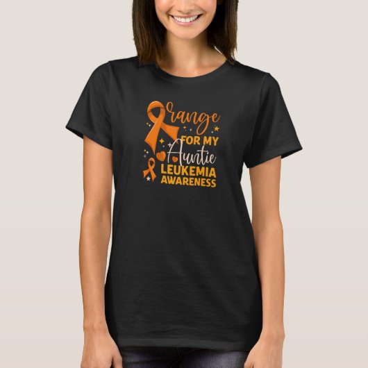 T-shirt Matching Family Orange For My Auntie Leukemia Awar (Devant)