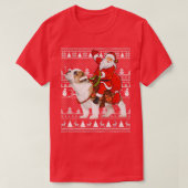 T-shirt Matching Funny Santa Riding English Bulldog Ugly C (Design devant)
