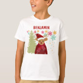 T-shirt Matching Trendy Cute Red Nose Reindeer Christmas (Devant)