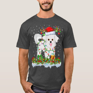 T-shirt Matching Xmas Lighting Santa Bichon Frise Dog Chri