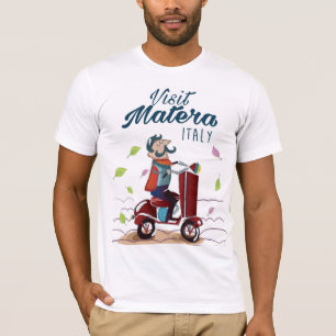 T-shirt Matera Italie Cartoton Scooter imprimé voyage