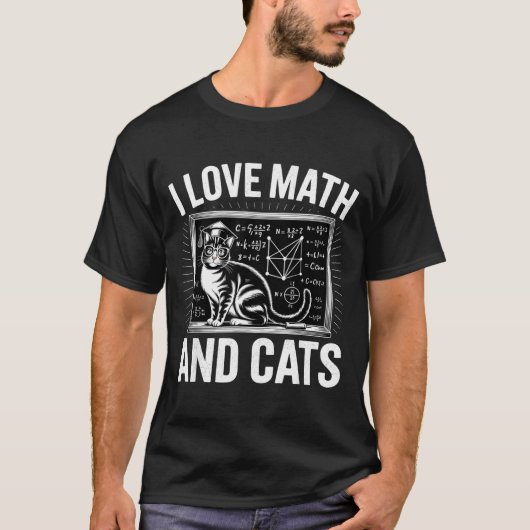 T-shirt Math Cat Lover Funny Math Teacher I Love Math And  (Devant)