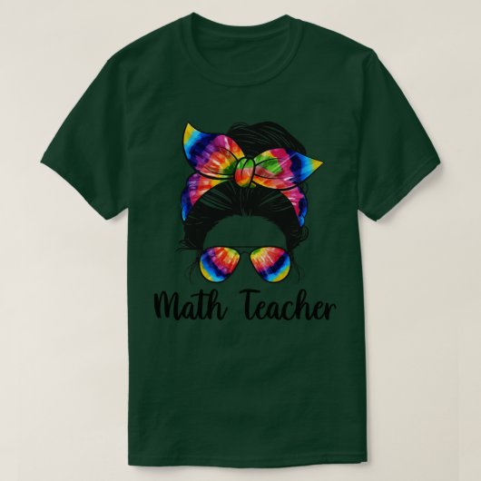 T-shirt Math Enseignant Messy Bun life Math Enseignant MOM (Design devant)