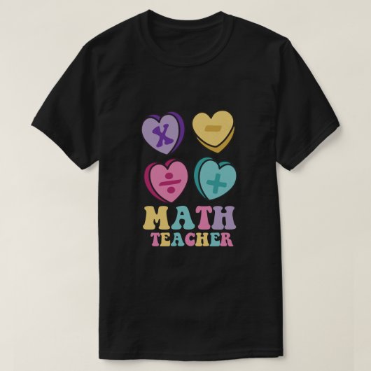 T-shirt Math Hearts Candy Joyeux Valentines Enseignant (Design devant)