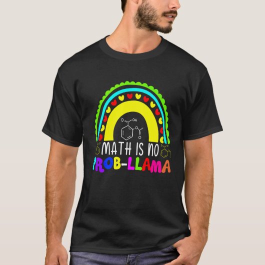 T-shirt Math n'est pas Prob Llama Arc-en-ciel (Devant)