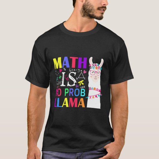 T-shirt Math N'Est Pas Prob-Llama Enseignant Étudiant Prem (Devant)