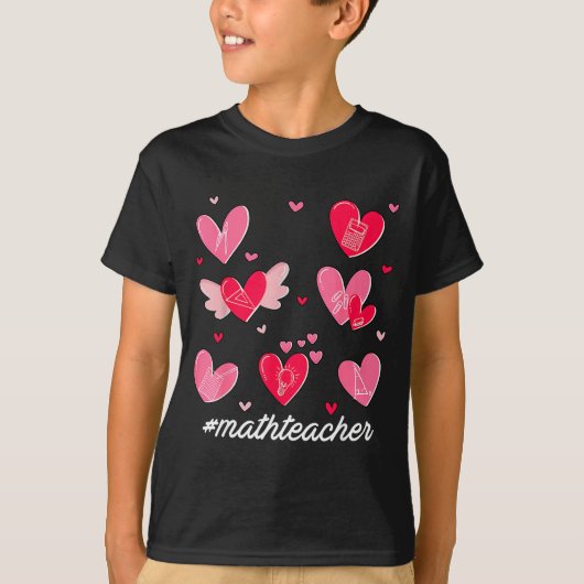 T-shirt Math Teacher Heart Valentines Day Mathematics Teac (Devant)