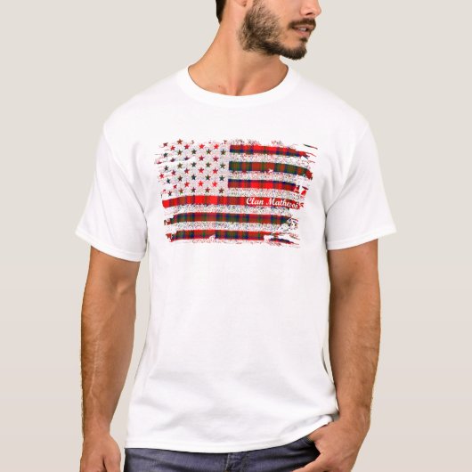 T-shirt Matheson Nom American Flag Scottish Clan Tarta (Devant)