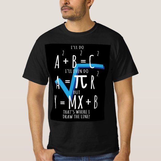 T-shirt Maths drôle C'est là que je dessine la ligne (Devant)
