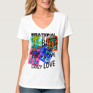 T-shirt Maths irrationnel comme Pi bleu jaune rose vert