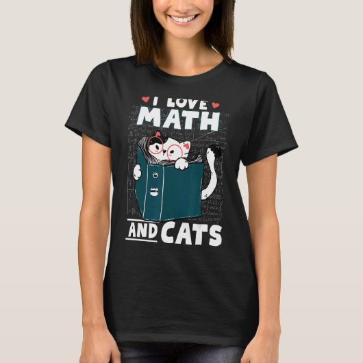 T-shirt Maths Nerd Math Enseignant Chat I Love Math And Ca (Devant)