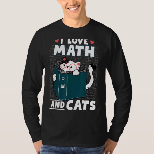 T-shirt Maths Nerd Math Enseignant Chat I Love Math And Ca (Devant)