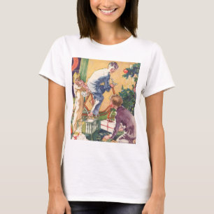 T-shirt Matin de Noël vintage, enfants avec des cadeaux