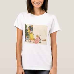 T-shirt Matin de Noël vintage, famille ouvrant des cadeaux