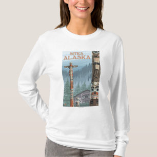 T-shirt Mâts totémiques de l'Alaska - Sitka, Alaska
