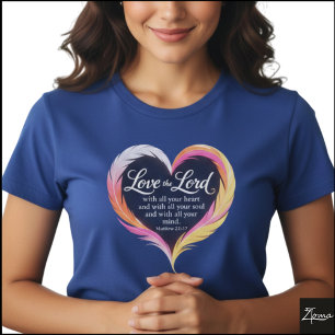 T-shirt Matthieu 22:37 Écriture Néon Plume Cœur