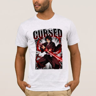 T-shirt Maudit – Graphisme de guerrier katana de style ani