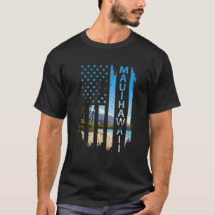 T-shirt Maui Hawaii Été Coucher de soleil Drapeau américai