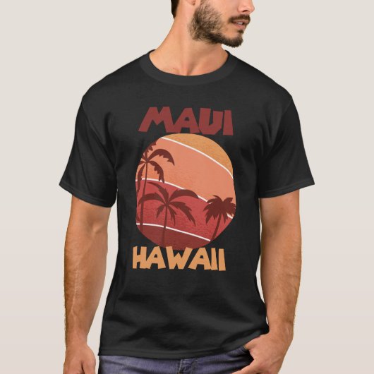 T-shirt Maui Sunset Vacation Hawaii Palm trees Ocean (Devant)