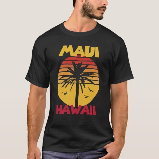 T-shirt Maui Vacances Hawaii Palmiers Plage Océan Surfin (Devant)