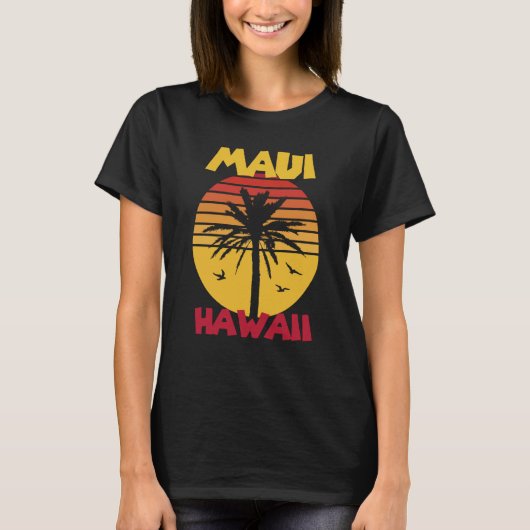 T-shirt Maui Vacation Hawaii Palm trees Beach Ocean Surfin (Devant)