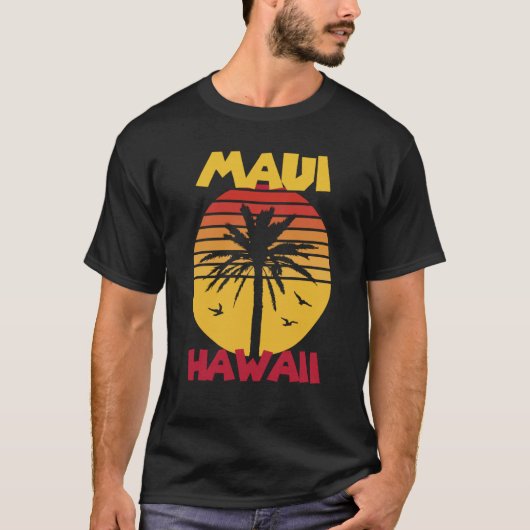 T-shirt Maui Vacation Hawaii Palm trees Beach Ocean Surfin (Devant)