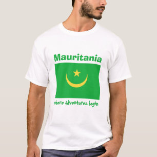 T-Shirt Mauritanie Drapeau + Carte + Texte