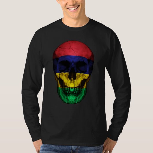 T-shirt Mauritius Flag Skull Mauritian Roots Proud Patriot (Devant)