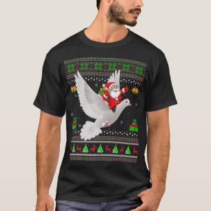 T-shirt Mauvais Noël Drôle Père Noël À cheval Dove Bird Ch