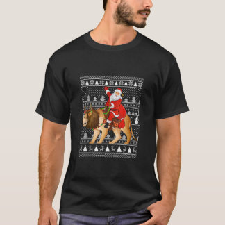 T-shirt Mauvais Noël Drôle Père Noël Riding Lion Tank T