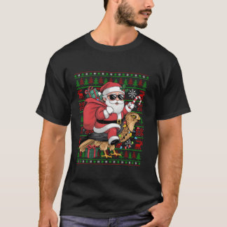 T-shirt Mauvais Noël Lumières Drôle Père Noël équitation H