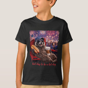 T-shirt Mauvaise journée pour être un raton laveur hot-dog