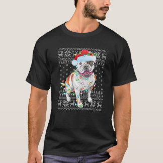 T-shirt Mauvaise Noël éclaire Santa Hat American Buldog Ch