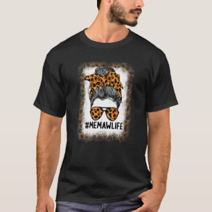T-shirt Maw Life Bleached Leopard Messy Bun Hair Woman M