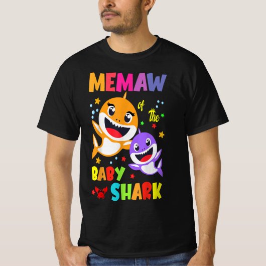 T-shirt Maw Of The Baby Shark Birthday Memaw Shark (Devant)