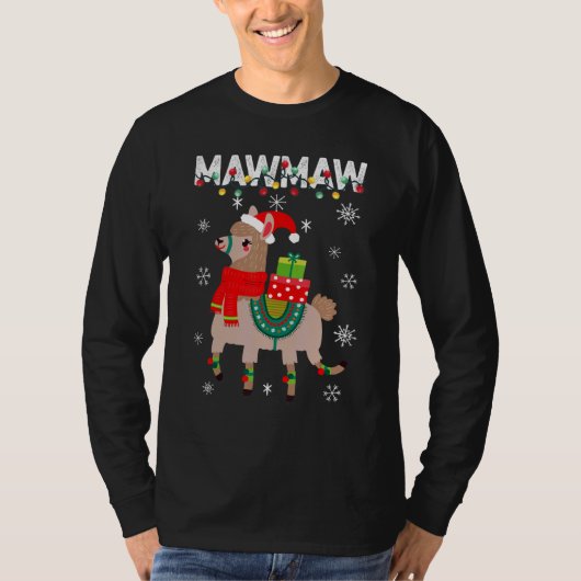 T-shirt Mawmaw Christmas Llama Lights Matching Family (Devant)