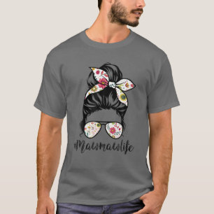 T-shirt Mawmaw Life Messy Cheveux Bun Floral Femmes D de m