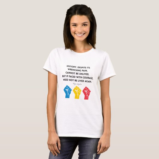 T-shirt Maya Angelou Citation Histoire Courage RD Congo RD (Devant entier)