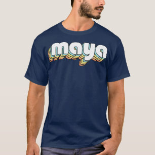 T-shirt Maya Retro Typographie Arc-en-ciel style défraîchi