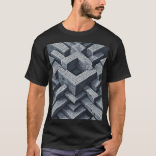 T-shirt Maze 3D : Cubes géométriques en perspective