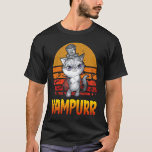 T-shirt mb35 Chat Vampire Vampurr Halloween Chat Femmes Ho