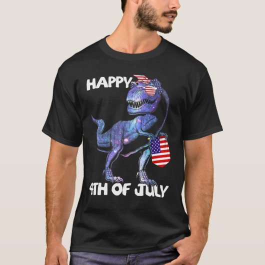 T-shirt Mb35 Joyeux 4 Juillet T-Rex Dinosaur bébé bébé Bo (Devant)