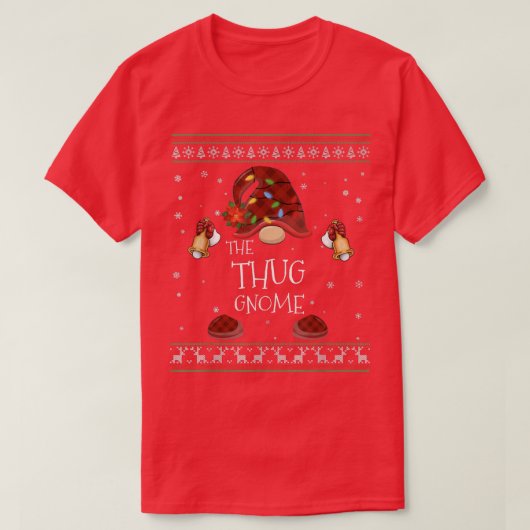 T-shirt mb Thug Gnome Buffalo Plaid Christmas Light Ugly S (Design devant)