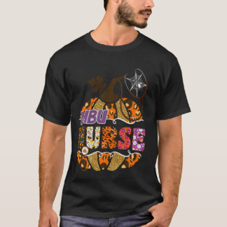 T-shirt MBU Infirmière Halloween Citrouille Leopard Médica